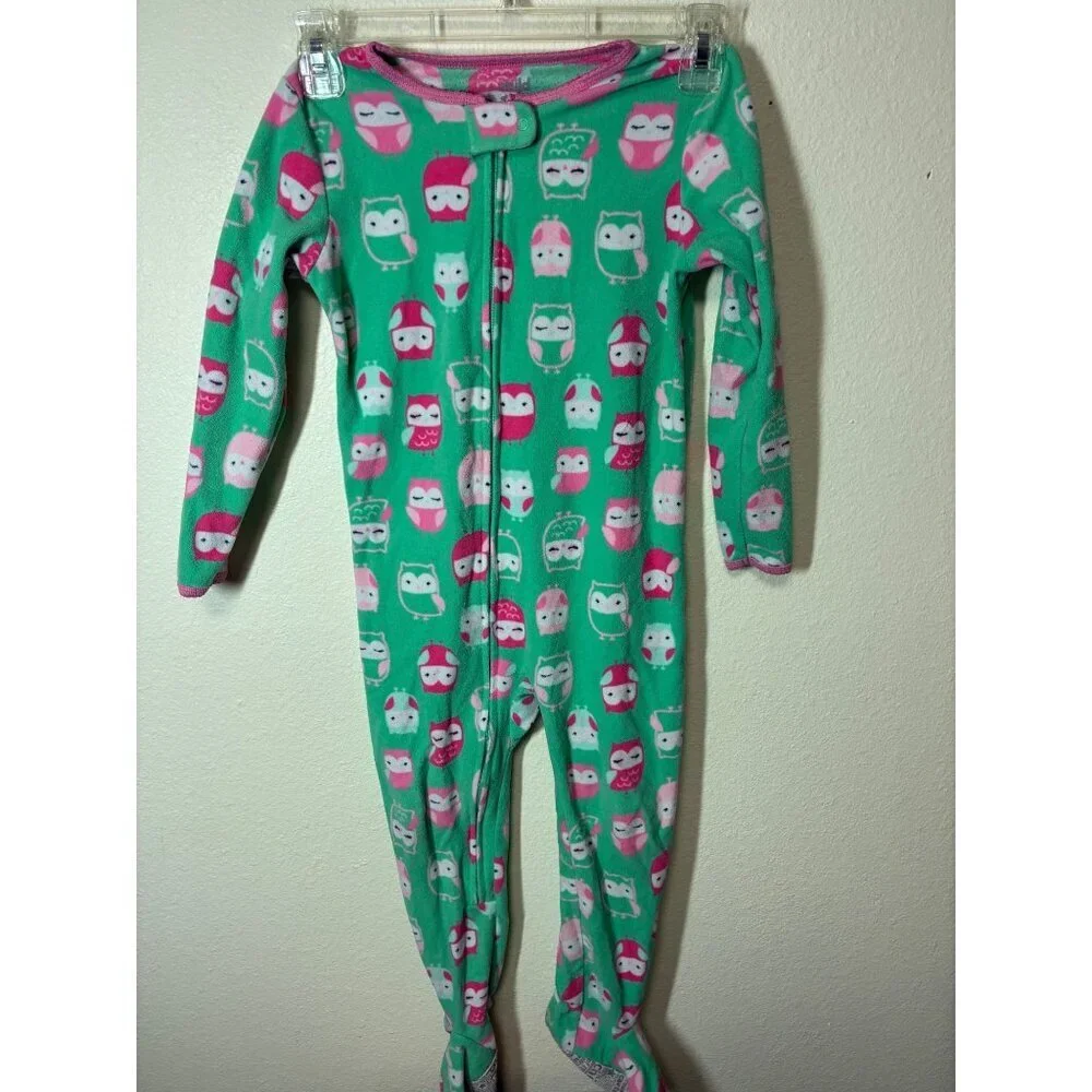 Carters Fleece Pajama Bundle Owls Footie Sleepwear Winter Long Sleeve Girls 5T